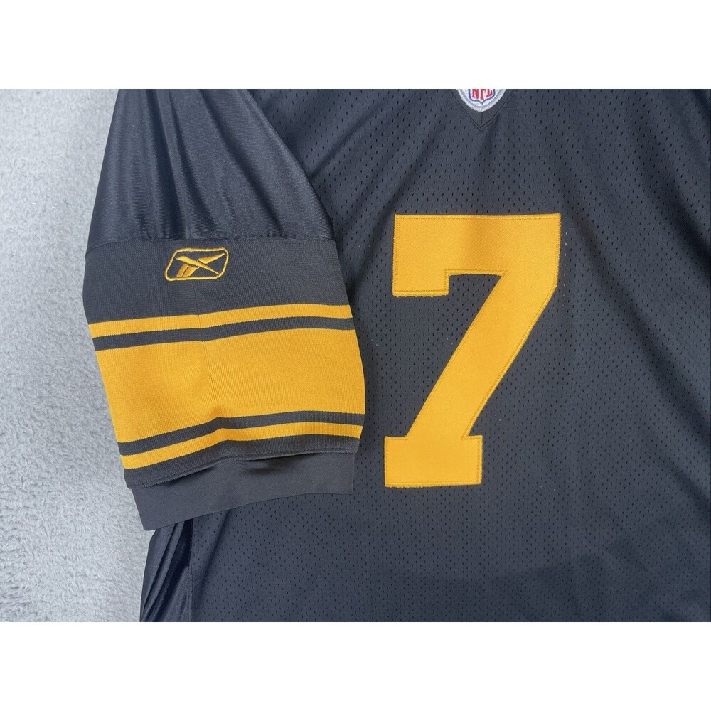 Reebok Authentic Jersey Ben Roethlisberger #7 Steelers Mens 50 Black Color Rush - Picture 10 of 10